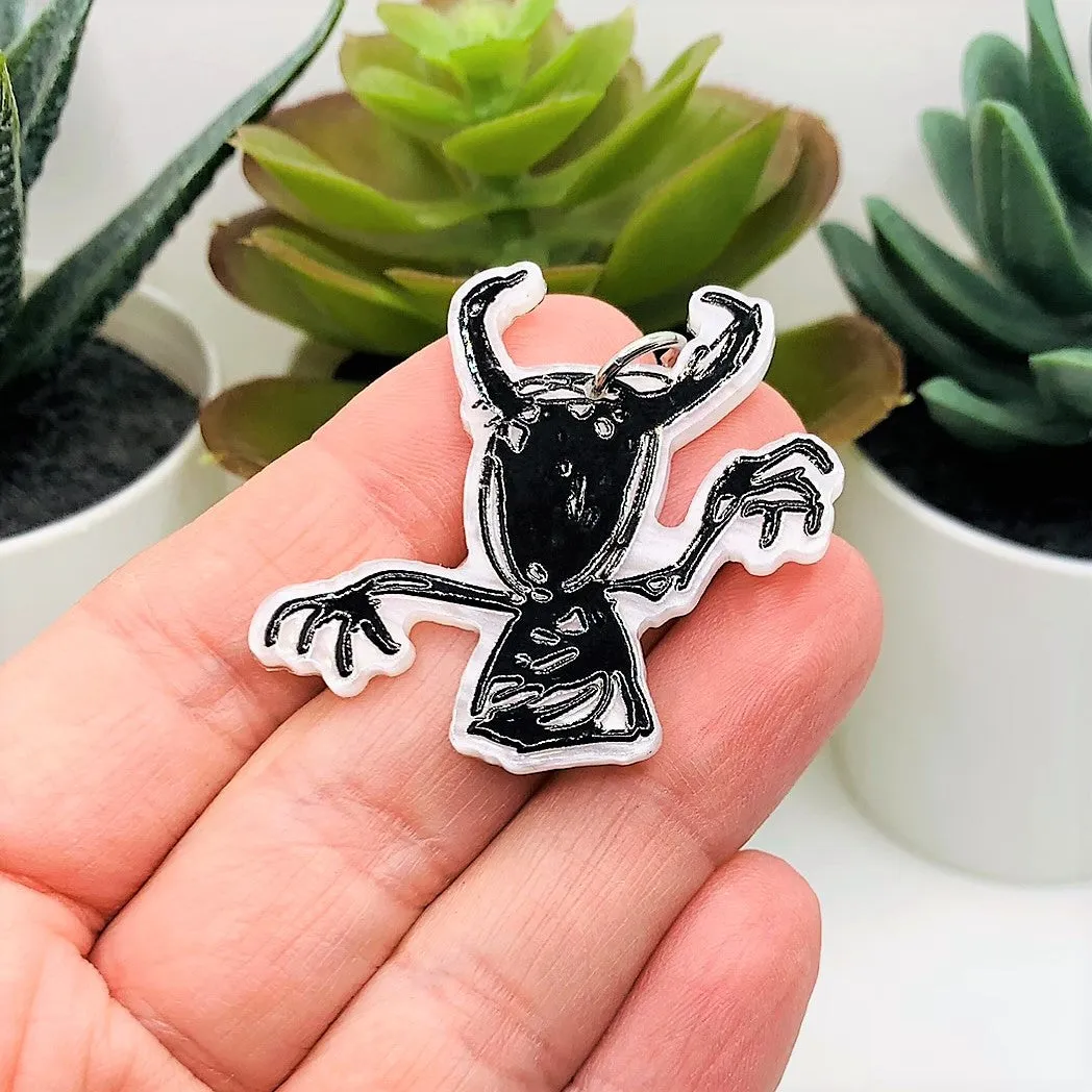 1, 4 or 20 Pieces: White and Black Devil Crayon Drawing Pendant Charms