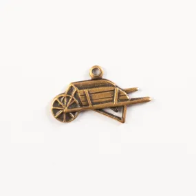 11x19mm Wheelbarrow Charm, Antique Gold, Classic Silver, pk/6