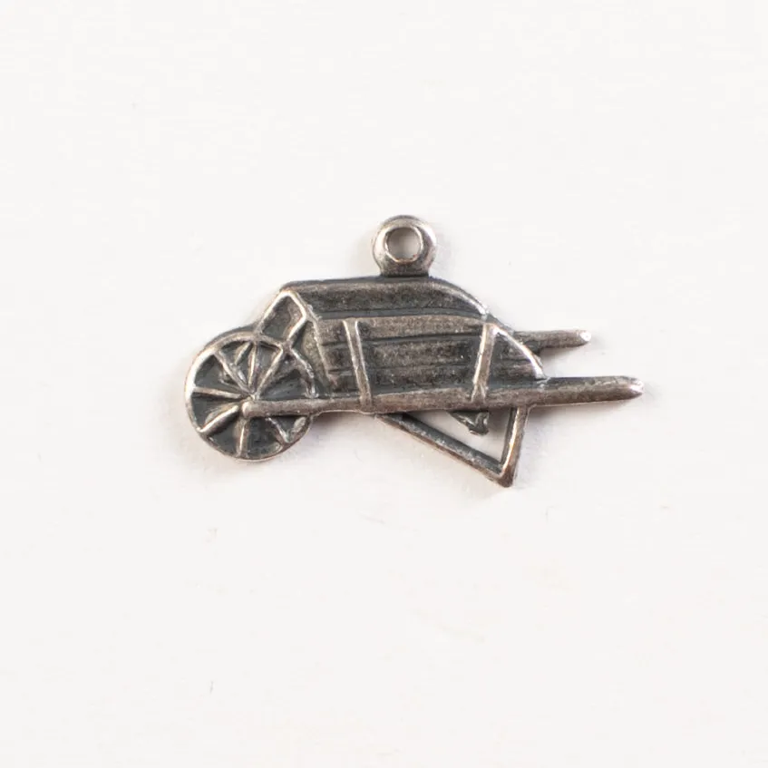 11x19mm Wheelbarrow Charm, Antique Gold, Classic Silver, pk/6