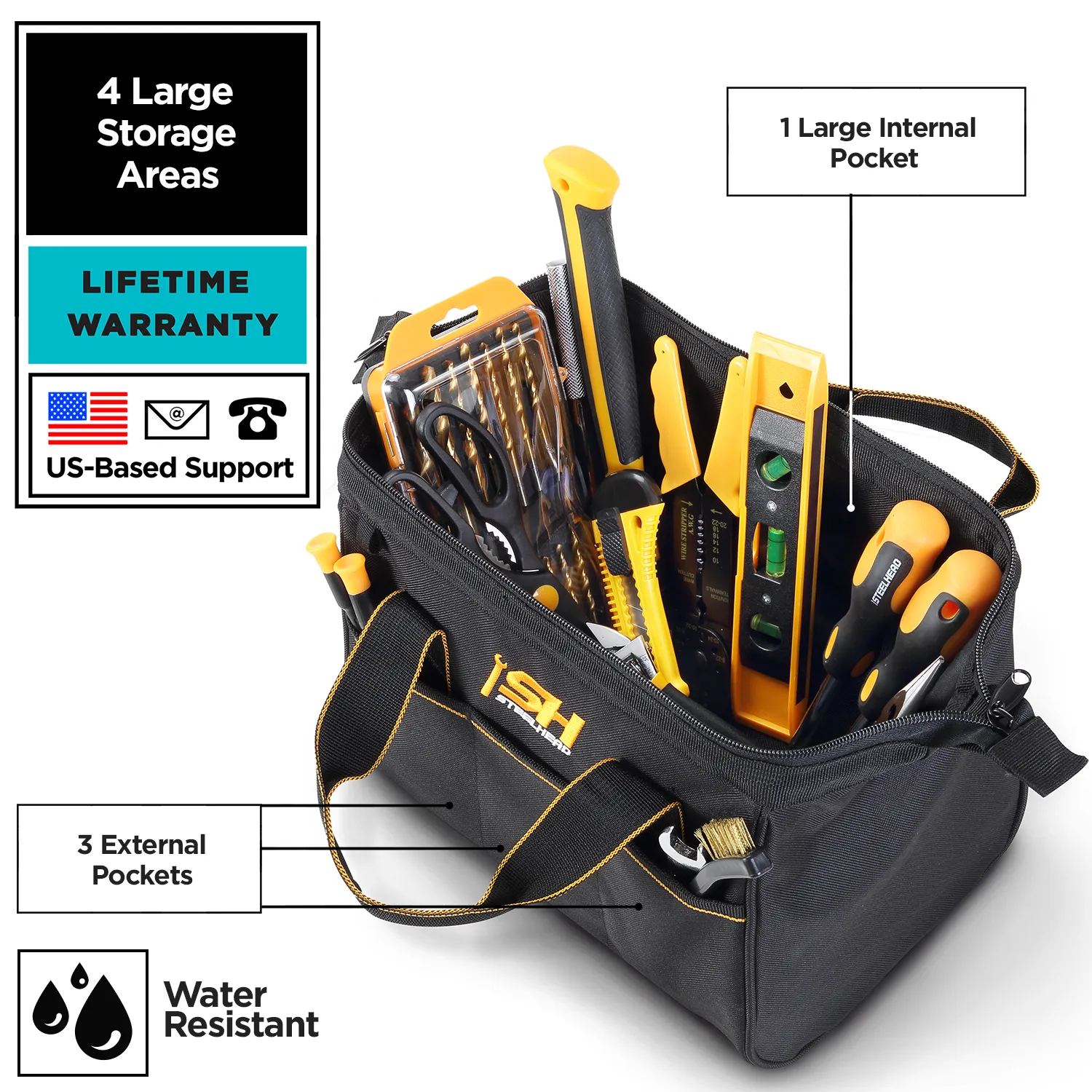 12 in. Wide Mouth Tool Bag & Organizer