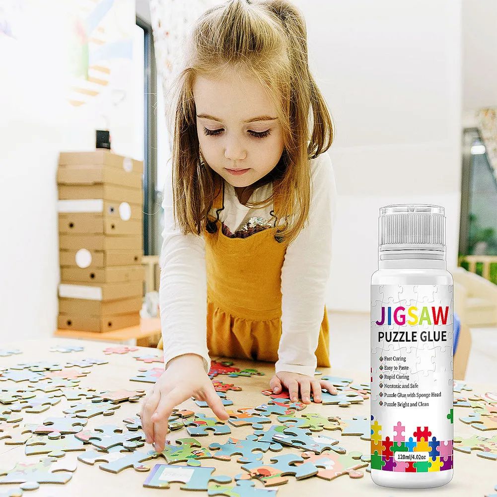 120ml Jigsaw Puzzle Glue Permanent Hold with Sponge Head for Diamond Art Sealer