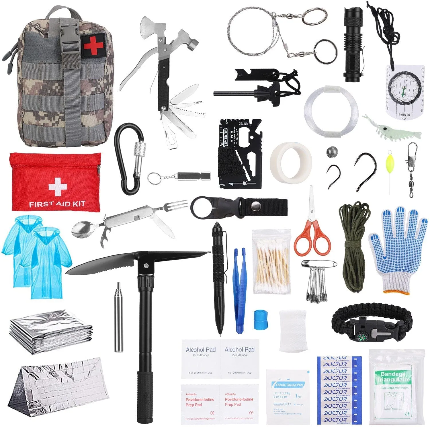 125-Pieces: Emergency Survival Gear Tactical for Outdoor Adventure