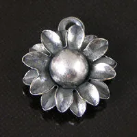 12mm Flower Drop Charm, Classic Silver, pk/6