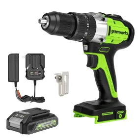 24V 1/2" 530 in/lbs Hammer Drill w/ 2.0Ah Battery & Charger