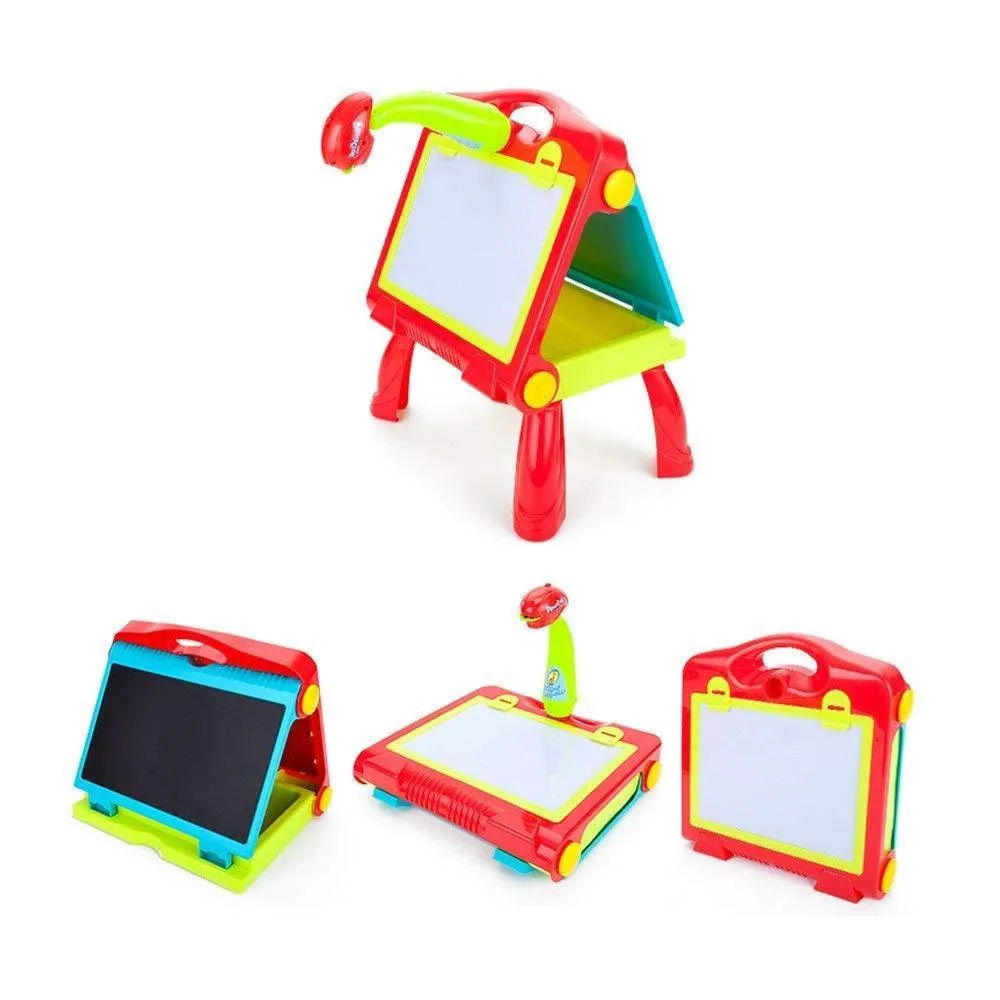 4 in 1 Children Educational Drawing Toy Painting Learning Table with Projector Toy for Age 3 