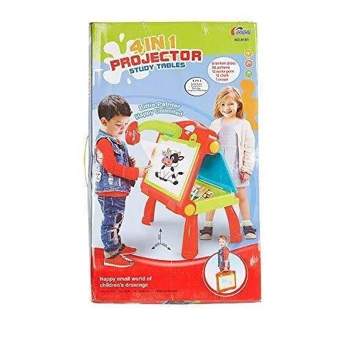 4 in 1 Children Educational Drawing Toy Painting Learning Table with Projector Toy for Age 3 