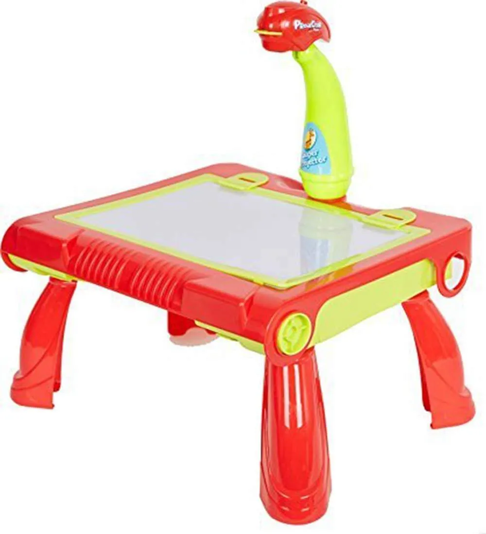 4 in 1 Children Educational Drawing Toy Painting Learning Table with Projector Toy for Age 3 