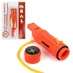 5-IN-1 Orange Survival Whistle with Lanyard