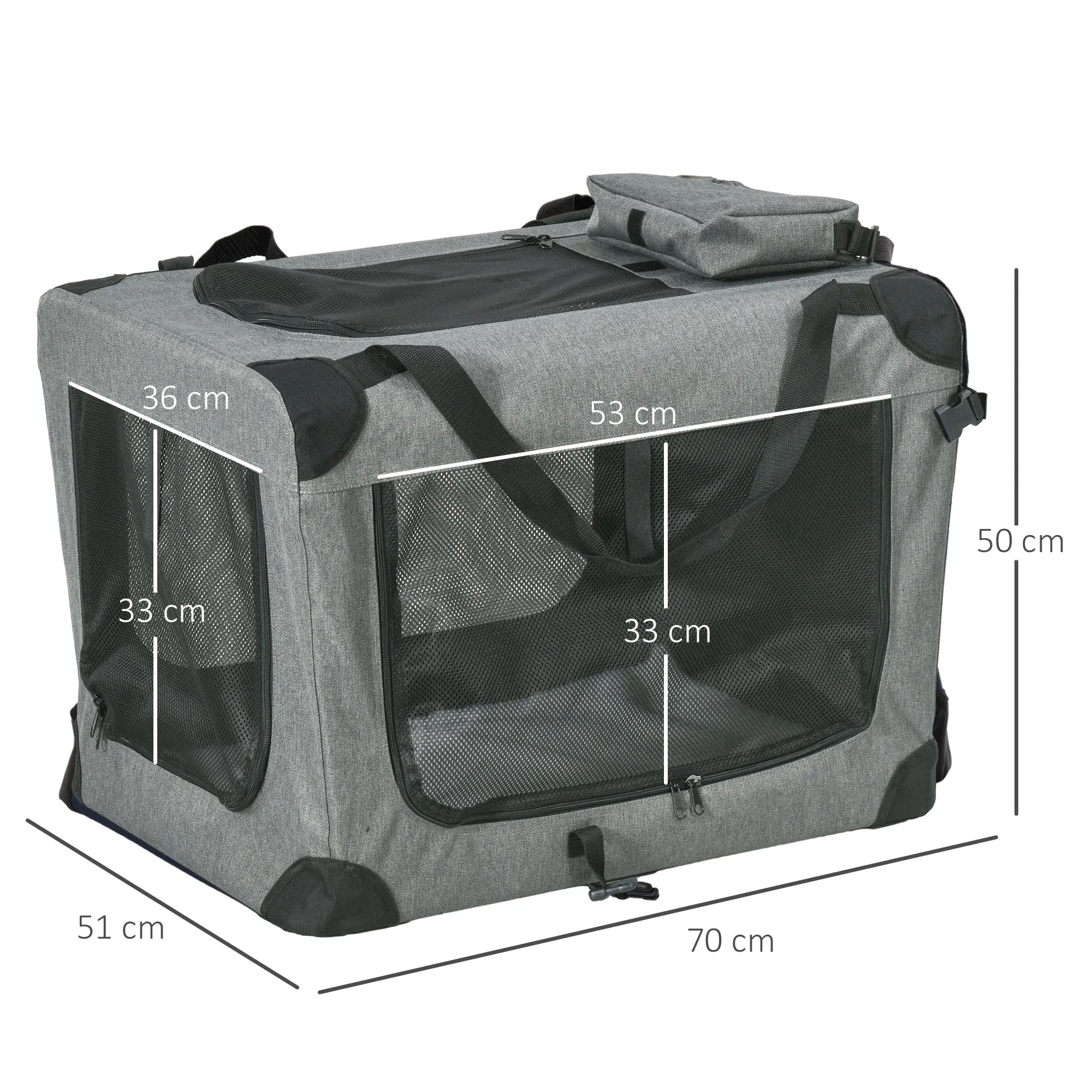 70cm Oxford Folding Pet Carrier Bag Grey