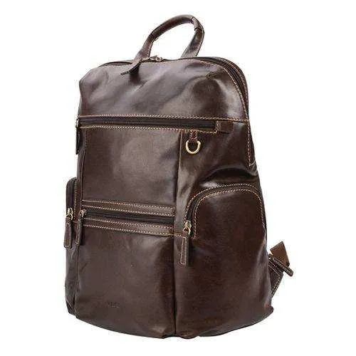 Adpel Genuine Leather Day Tripper 15.4 Laptop Backpack - Brown