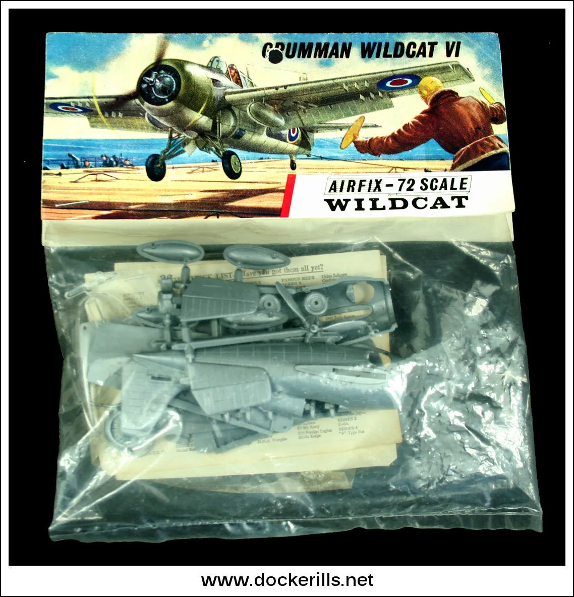 Airfix Grumman Wildcat VI 1:72 Scale Kit. Vintage Red Stripe Bag. Header Variant.