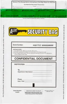 Alert 912CD-250 Confidential Documents Bag Opaque 9" x 12" - 250 Pack