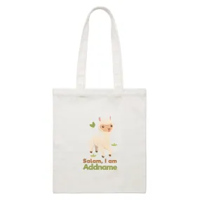 Alpaca Salam I Am Addname White White Canvas Bag