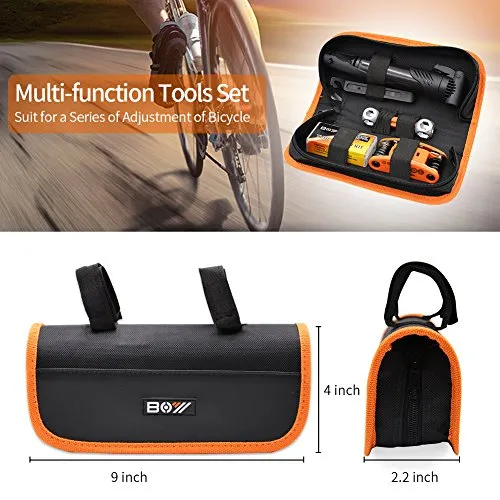 AQQEF Bike Repair Kit, Bicycle Repair Kits Bag With Portable Bike Pump  16-In-1 Bike Multi Tool Kit Sets