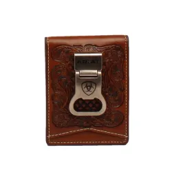 Ariat® Men's Floral Embossed Bifold Money Clip Wallet A3544408