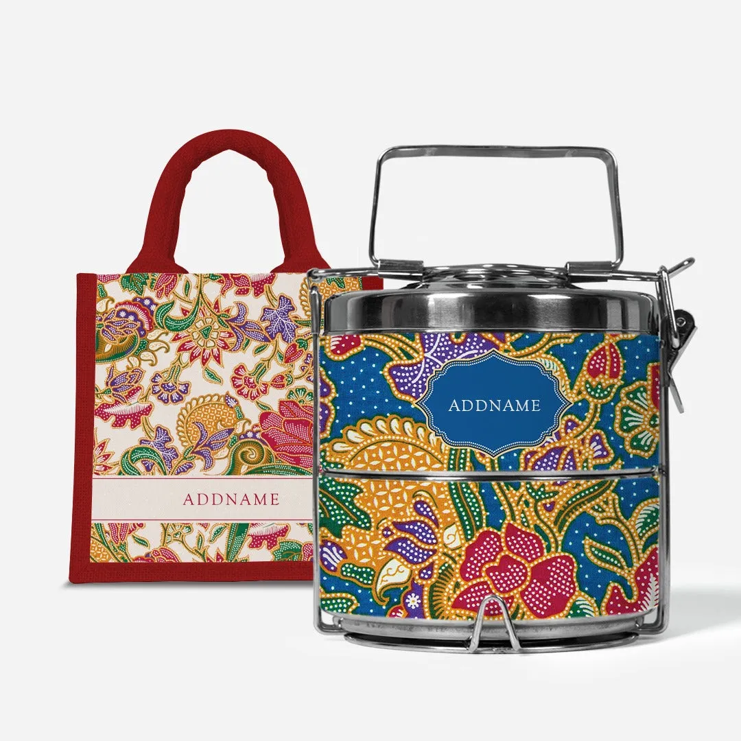 Batik Kuntum - Lunch Tote Bag with Two-Tier Tiffin Carrier