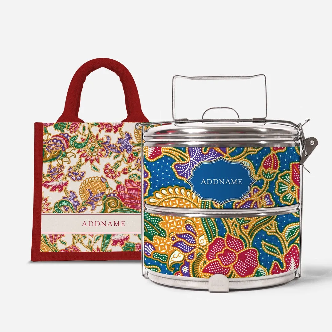 Batik Kuntum - Lunch Tote Bag with Two-Tier Tiffin Carrier