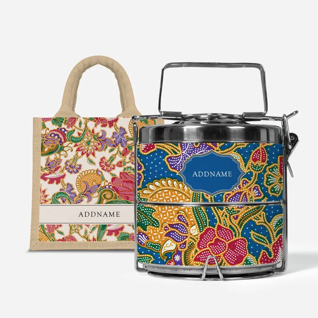 Batik Kuntum - Lunch Tote Bag with Two-Tier Tiffin Carrier