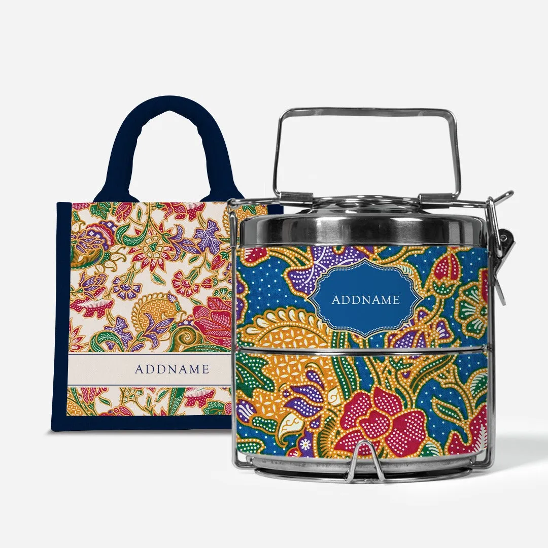 Batik Kuntum - Lunch Tote Bag with Two-Tier Tiffin Carrier