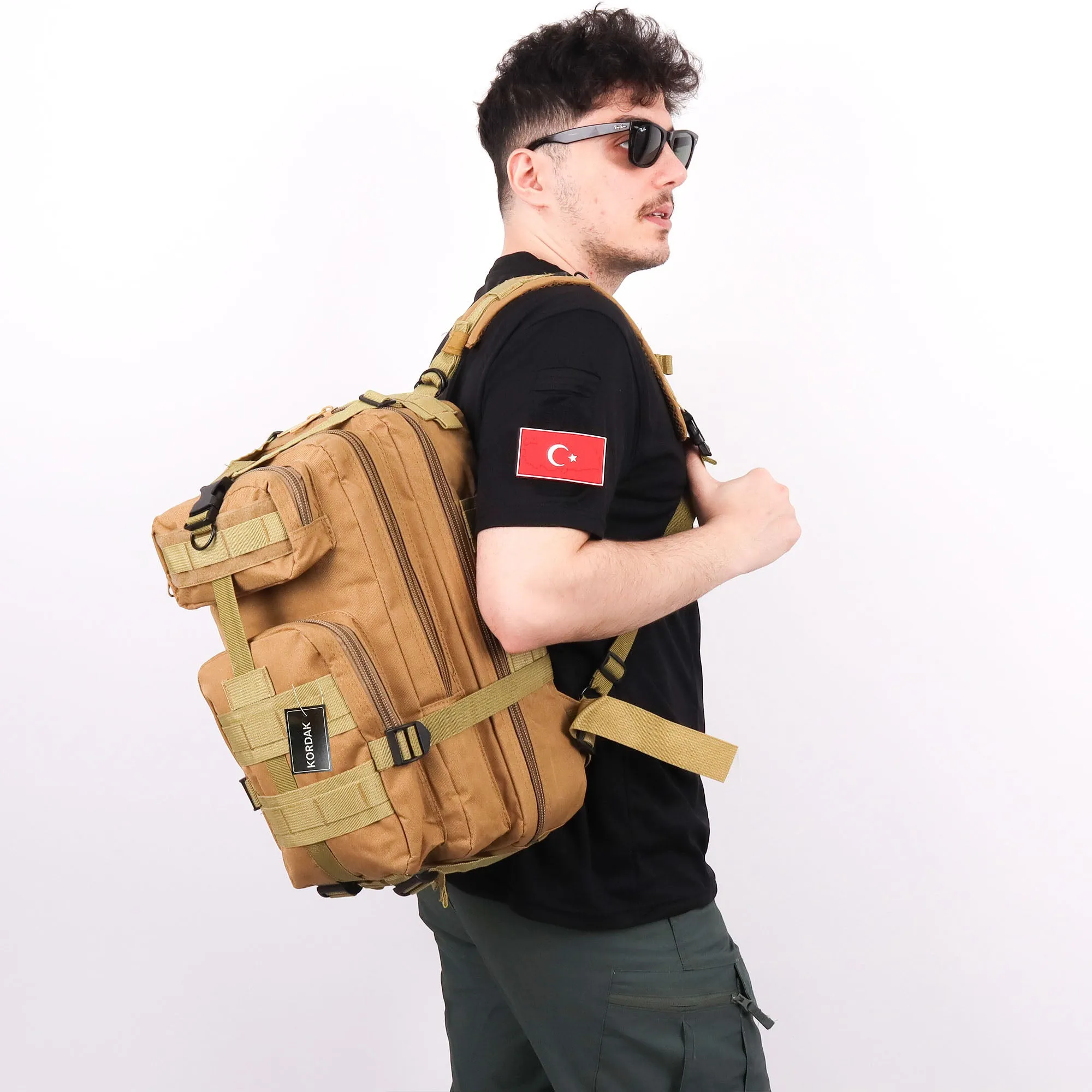 Beige Functional Hiking Tactical Backpack - 30 Liter Bag