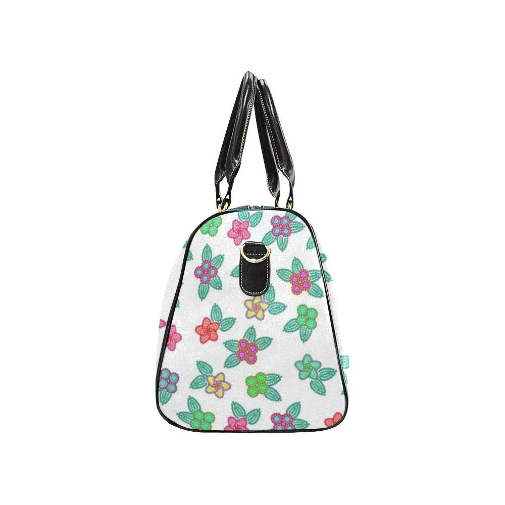 Berry Flowers White Waterproof Travel Bag