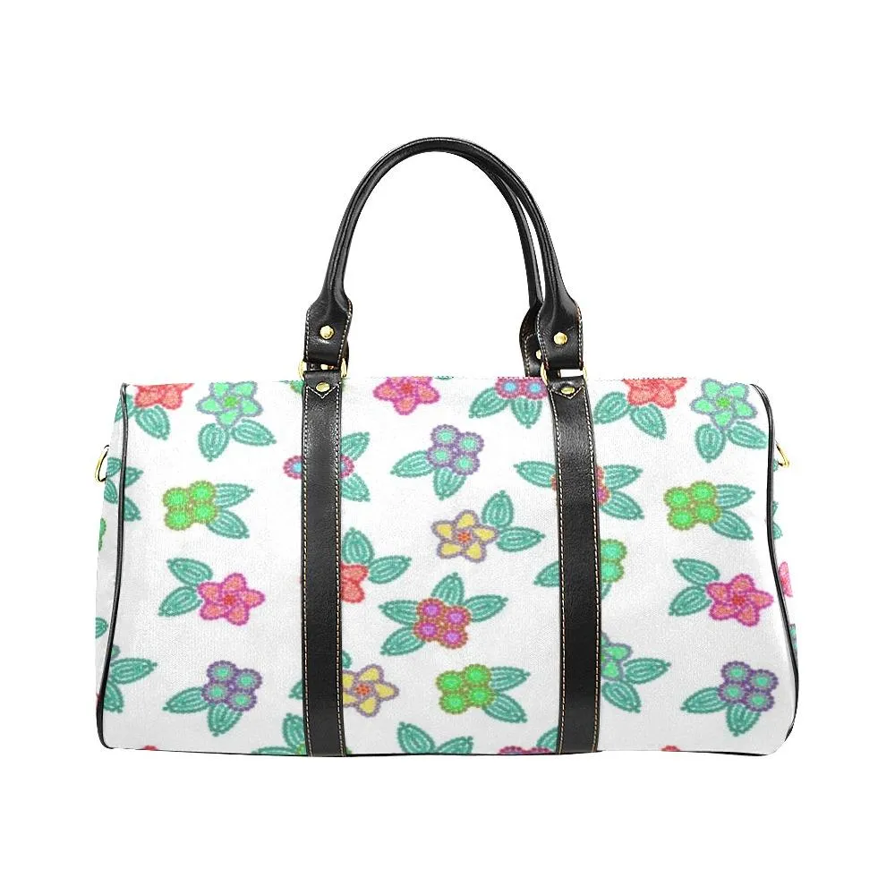 Berry Flowers White Waterproof Travel Bag