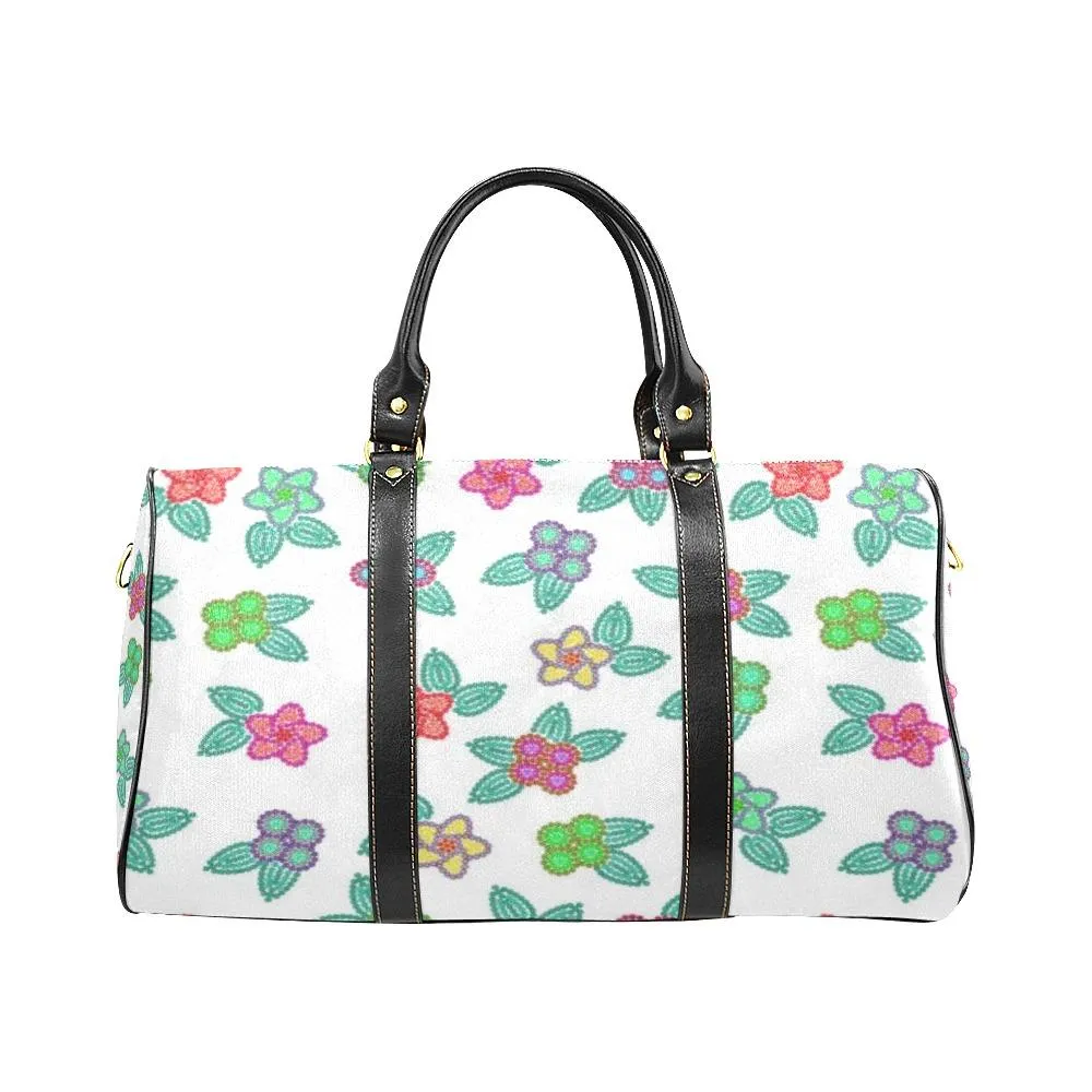 Berry Flowers White Waterproof Travel Bag