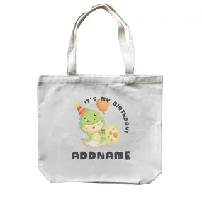 Birthday Dinosaur Happy Baby Wearing Dinosaur Suit It's My Birthday Addname Canvas Bag