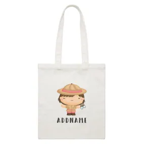 Birthday Safari Little Explorer Baby Girl Addname White Canvas Bag