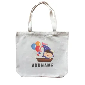 Birthday Sailor Baby Boy In Ship With Balloon Addname Canvas Bag