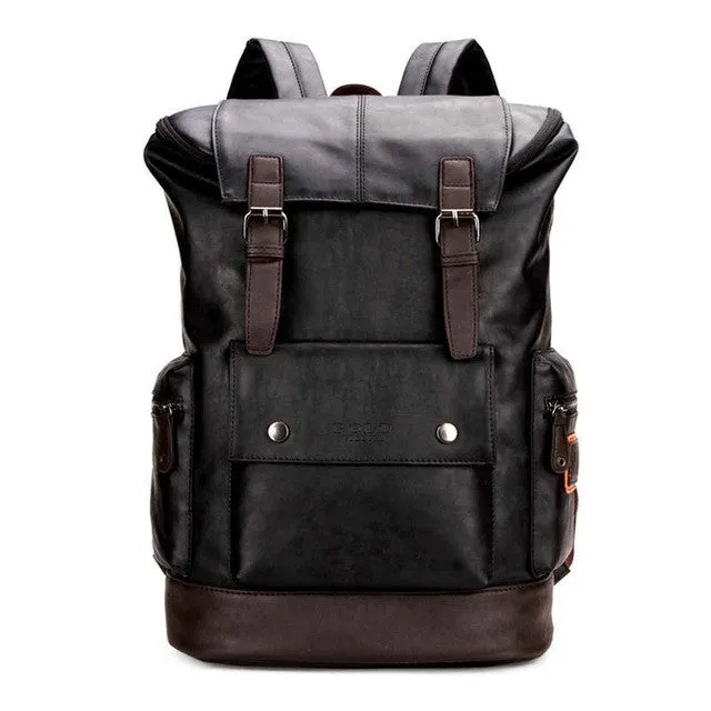 Black Leather Travel Daypack