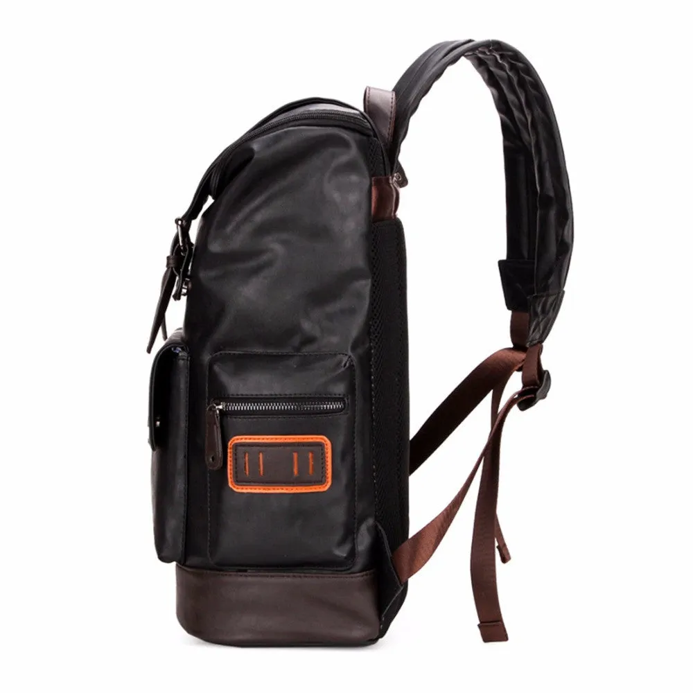 Black Leather Travel Daypack