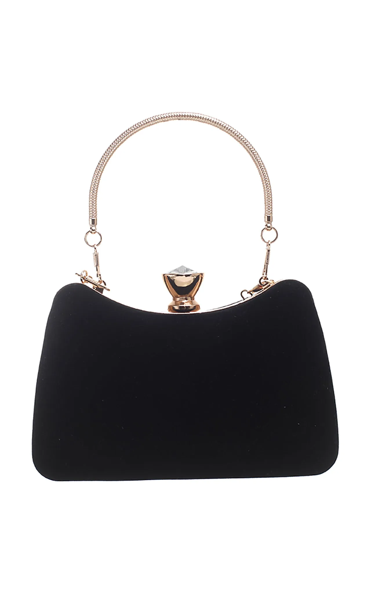 Black Vintage Velvet Top Handle Clutch Bag - Bessie London