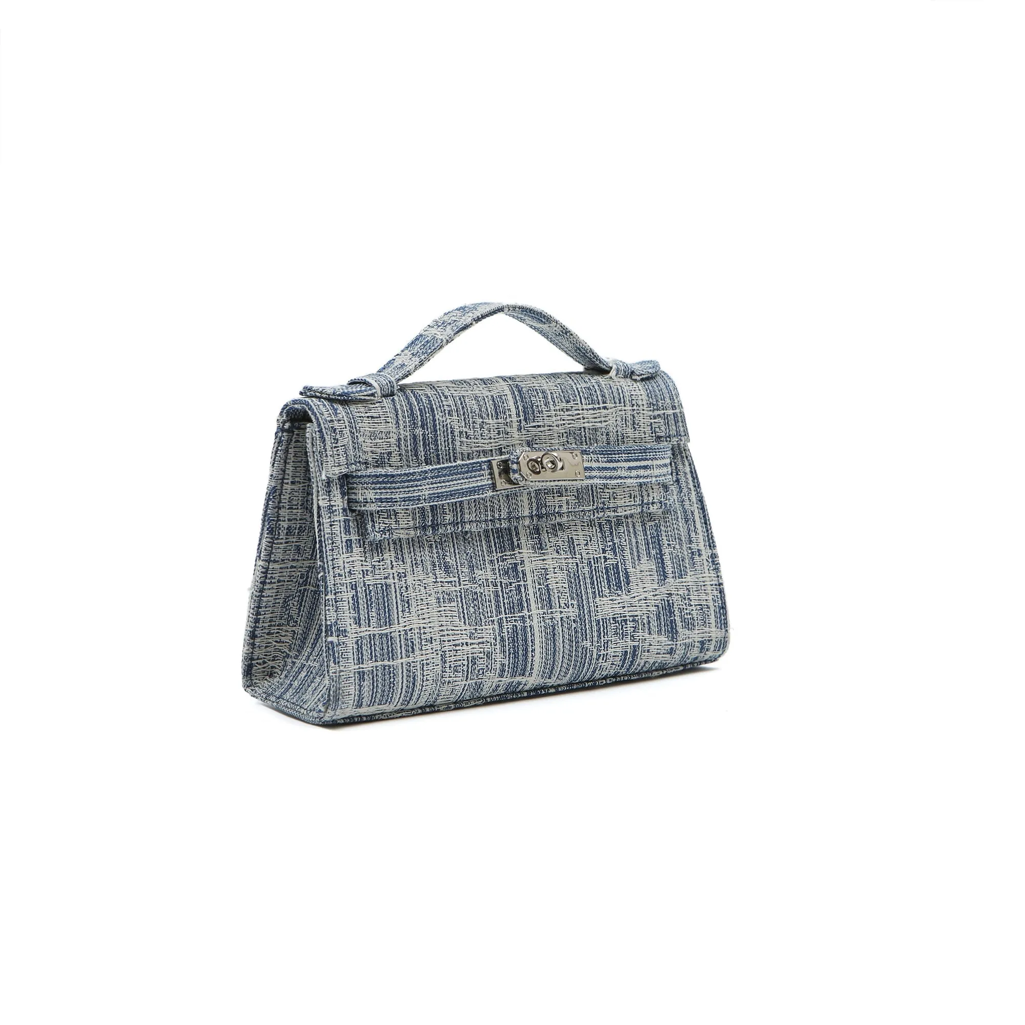 Blue Stitch Top Handle Bag