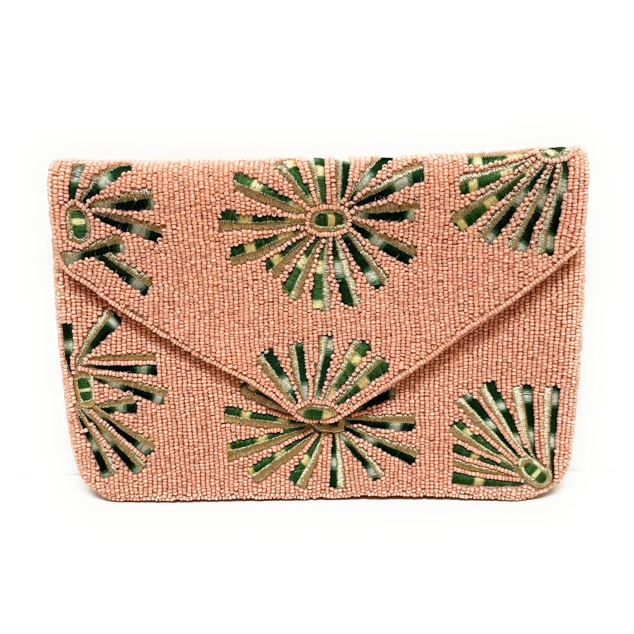 Blush Pink Beaded Clutch Purse