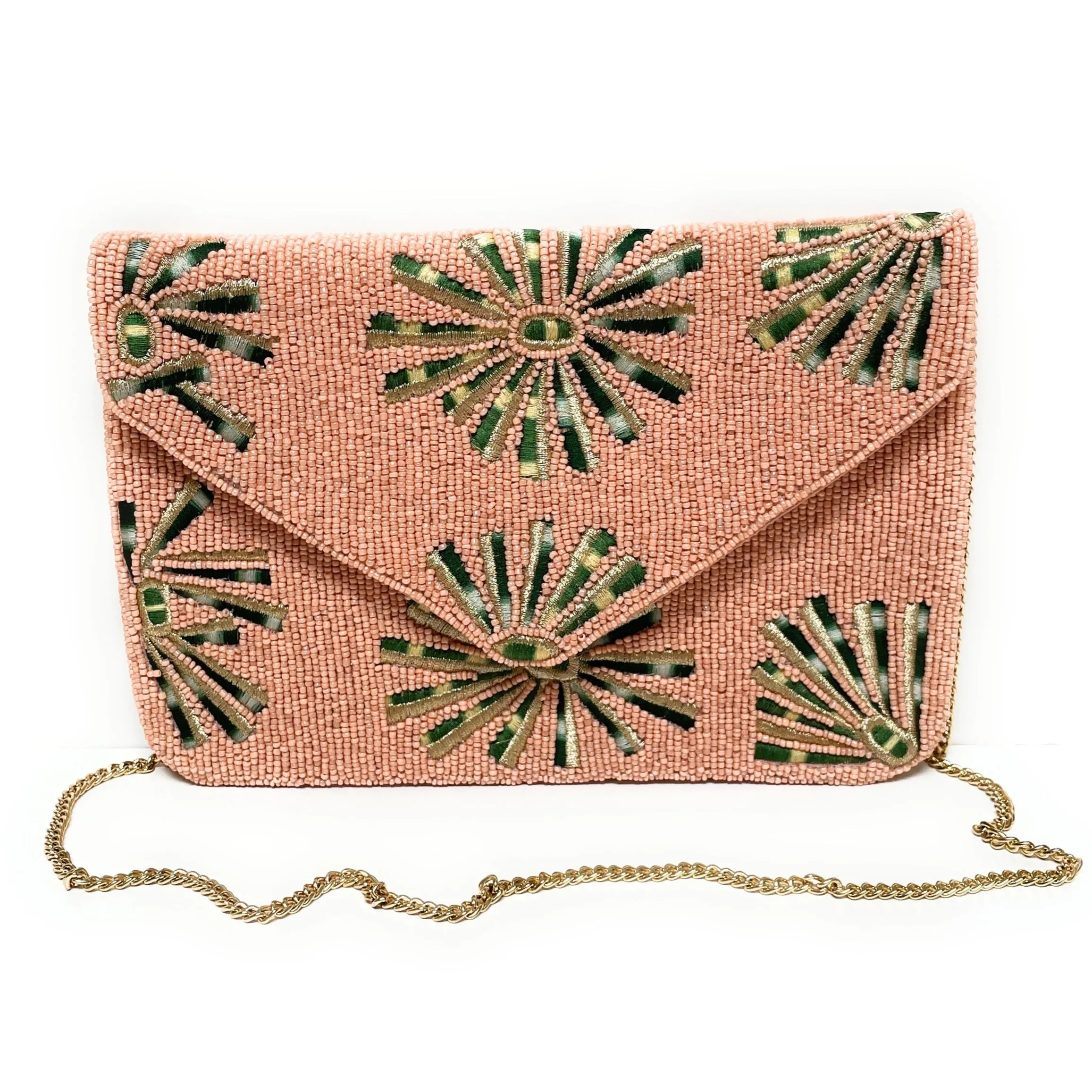 Blush Pink Beaded Clutch Purse