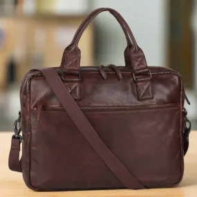 BOL Front Zip Leather Laptop Bag