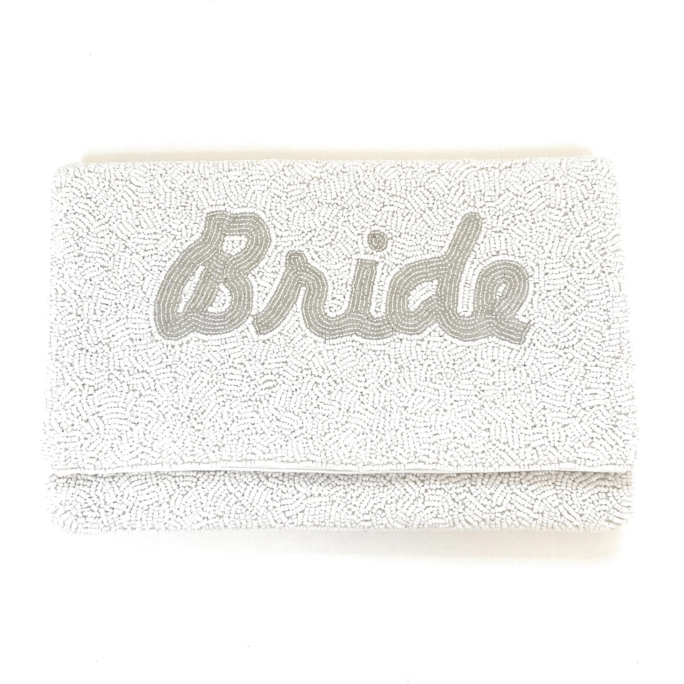 Bride Beaded Clutch Purse (Silver)