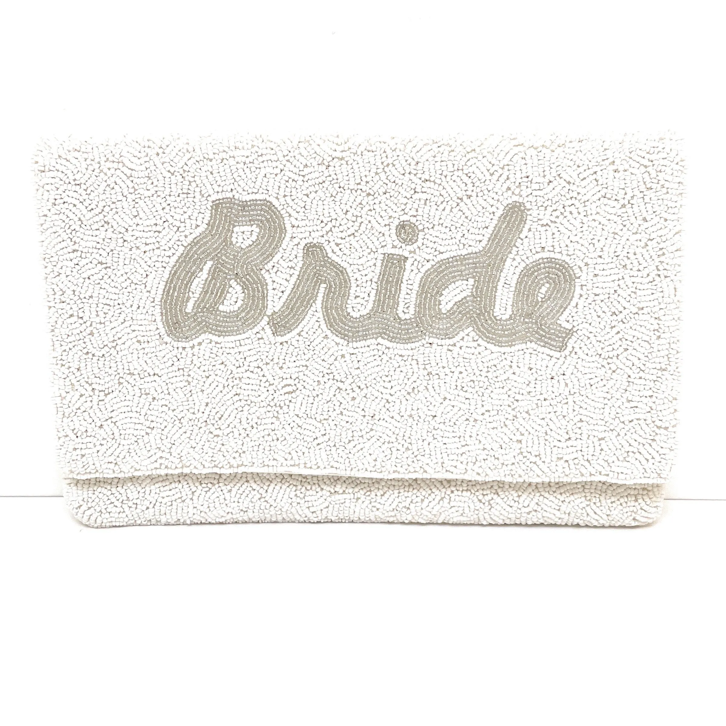 Bride Beaded Clutch Purse (Silver)