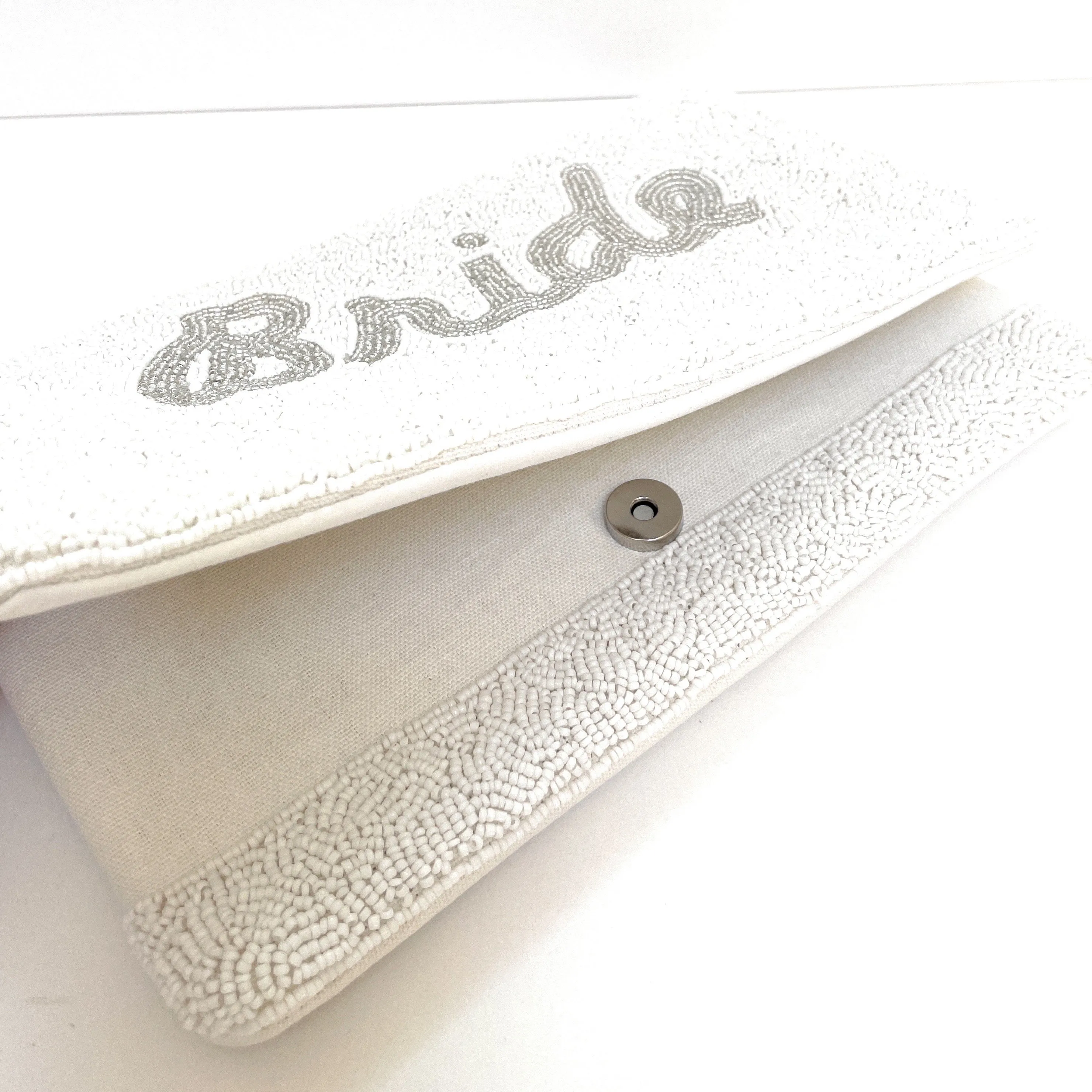 Bride Beaded Clutch Purse (Silver)