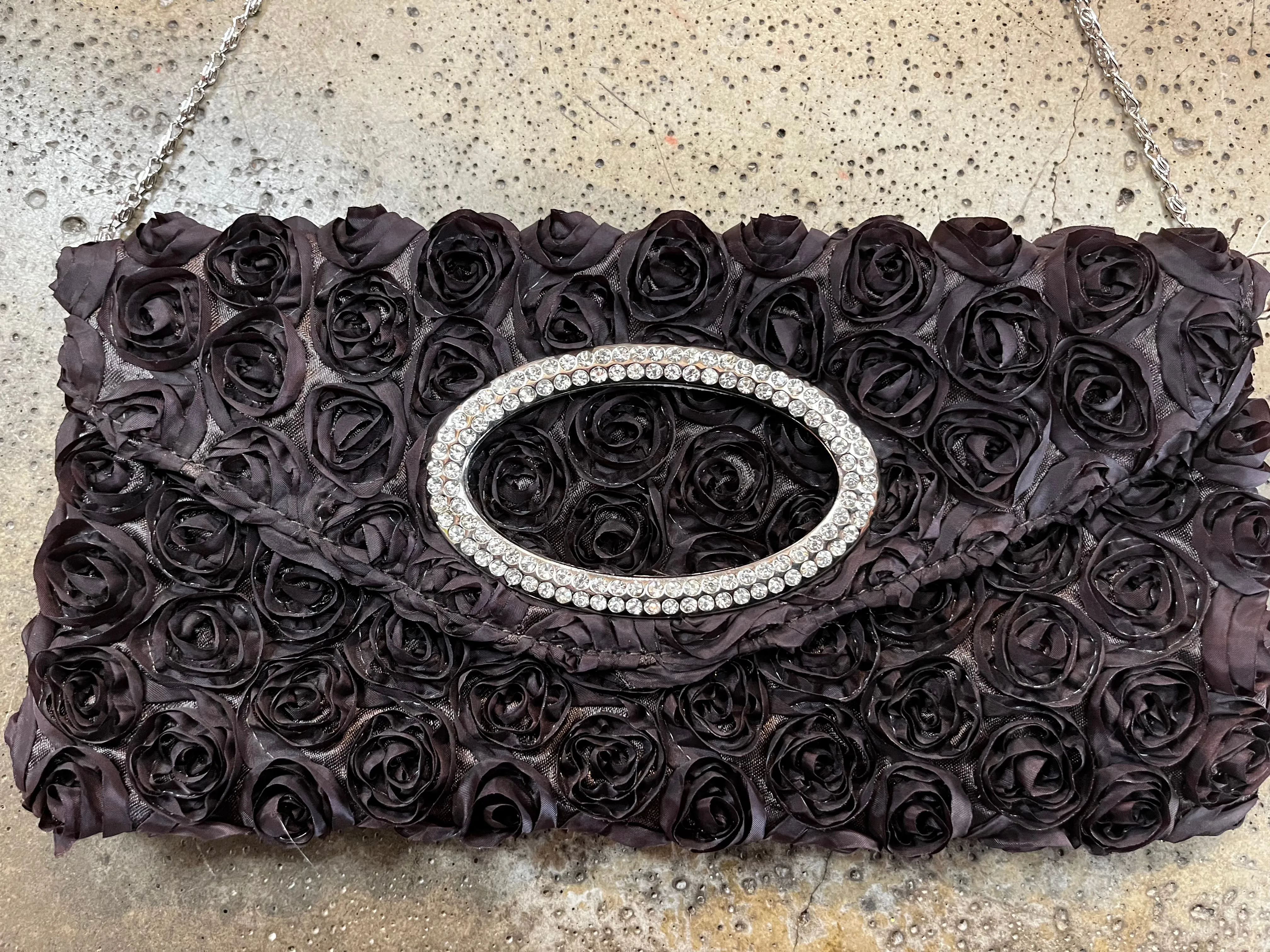 Brown Rosette Clutch