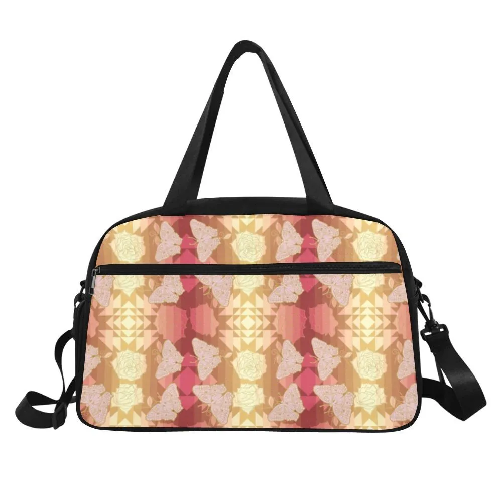 Butterfly and Roses on Geometric Weekend Travel Bag