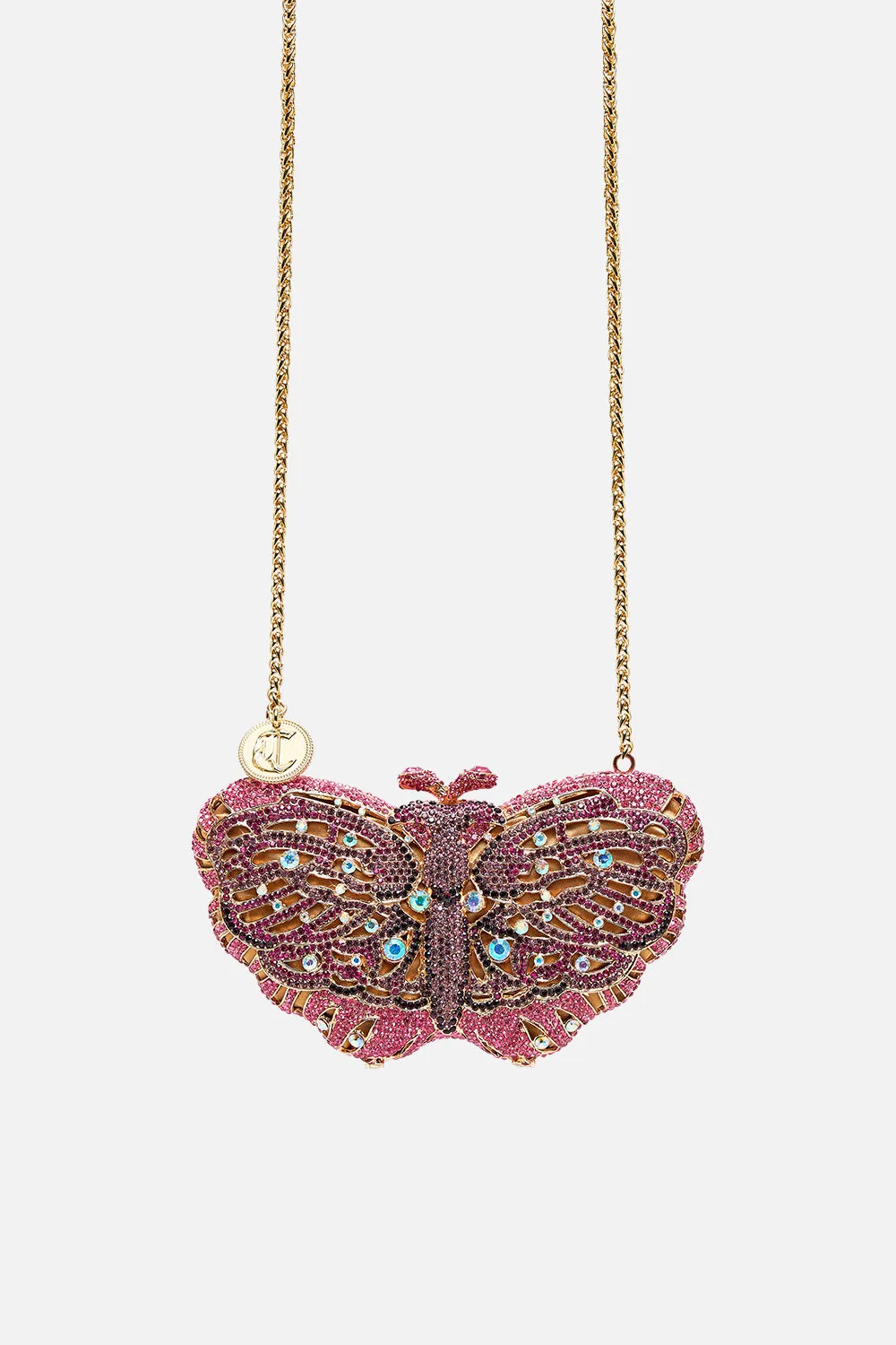 BUTTERFLY HARD CASE CLUTCH SOLID PINK