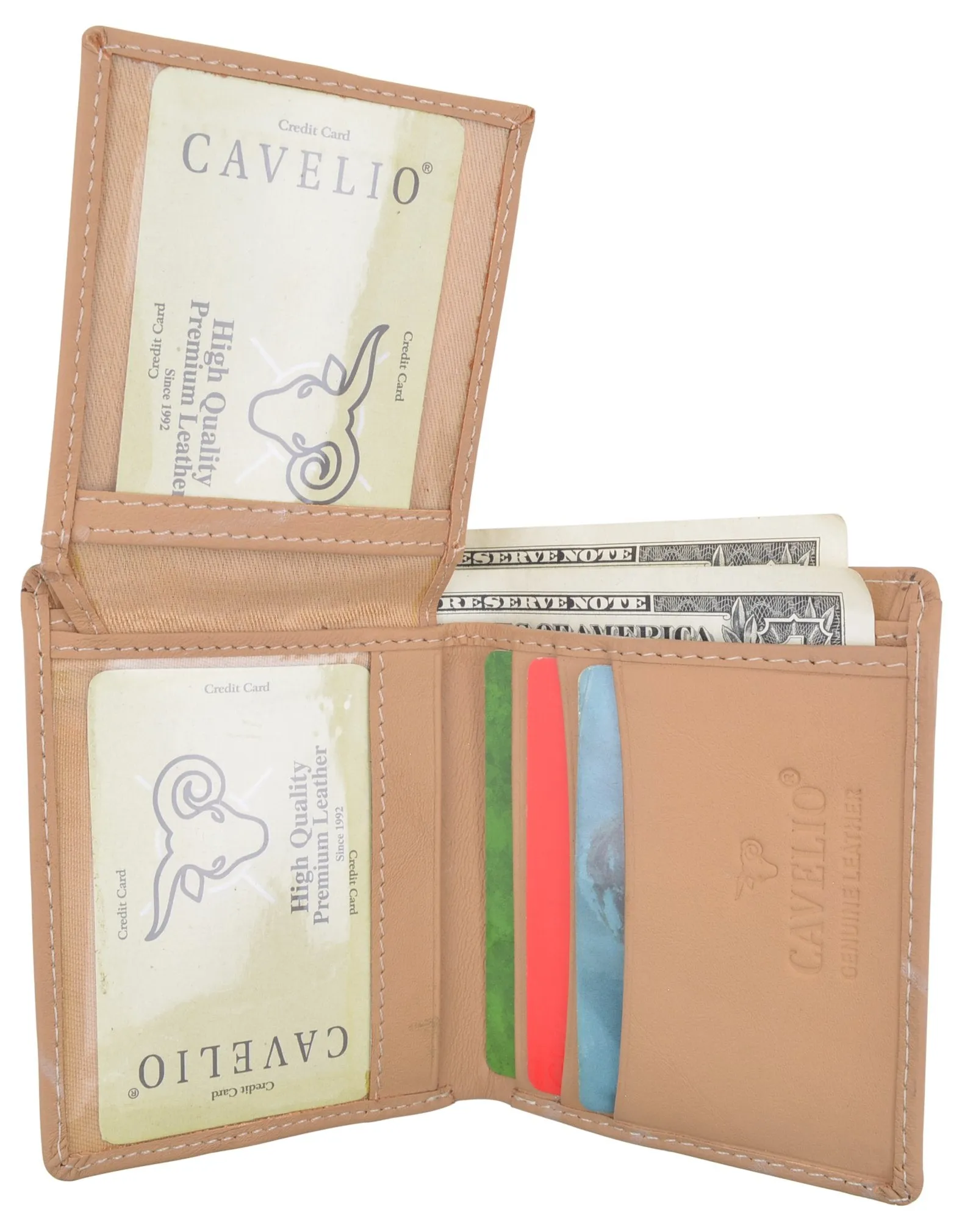 Cavelio Men's Premium Leather L-Shape Bifold Credit Card ID Holder Wallet 404051