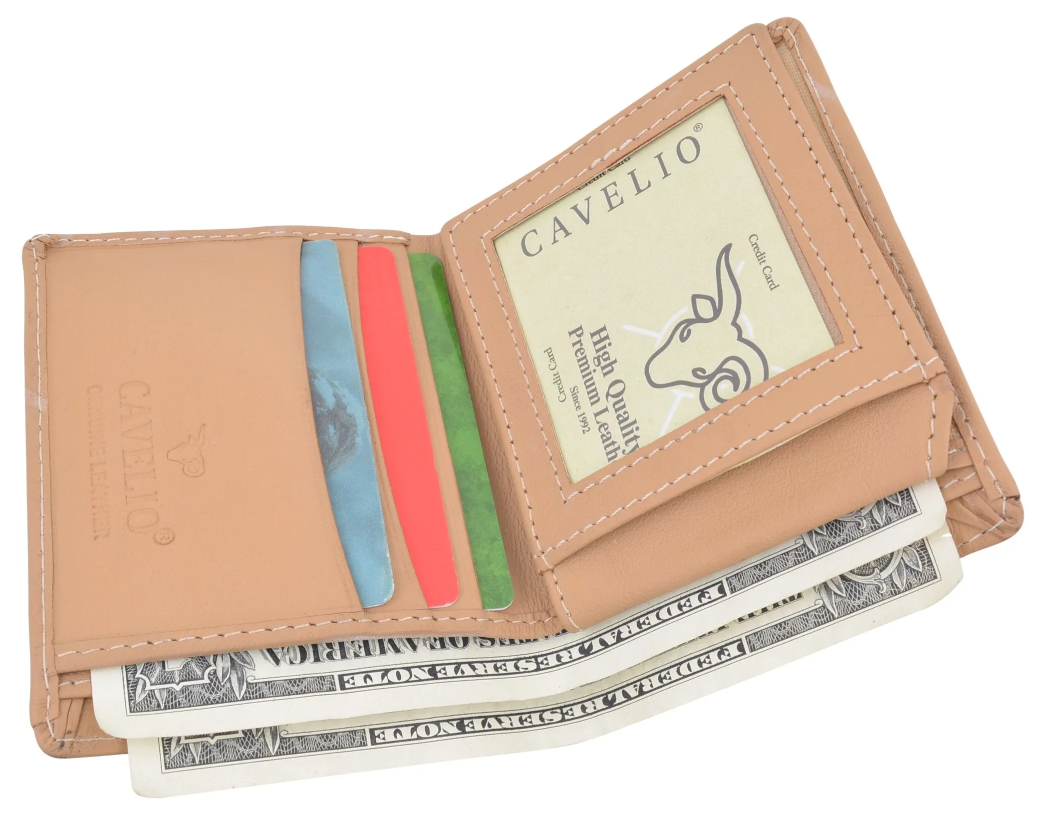 Cavelio Men's Premium Leather L-Shape Bifold Credit Card ID Holder Wallet 404051