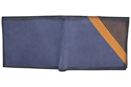 Cazoro Front Pocket Wallet for Men RFID Blocking Leather Bifold ID Window Navy Blue Wallet RFID611300