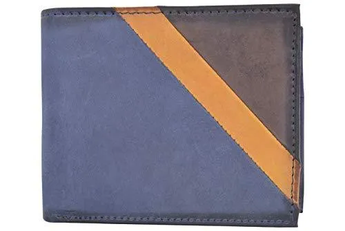 Cazoro Front Pocket Wallet for Men RFID Blocking Leather Bifold ID Window Navy Blue Wallet RFID611300