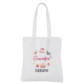 Christmas Cute Wreath Grandpa White Canvas Bag