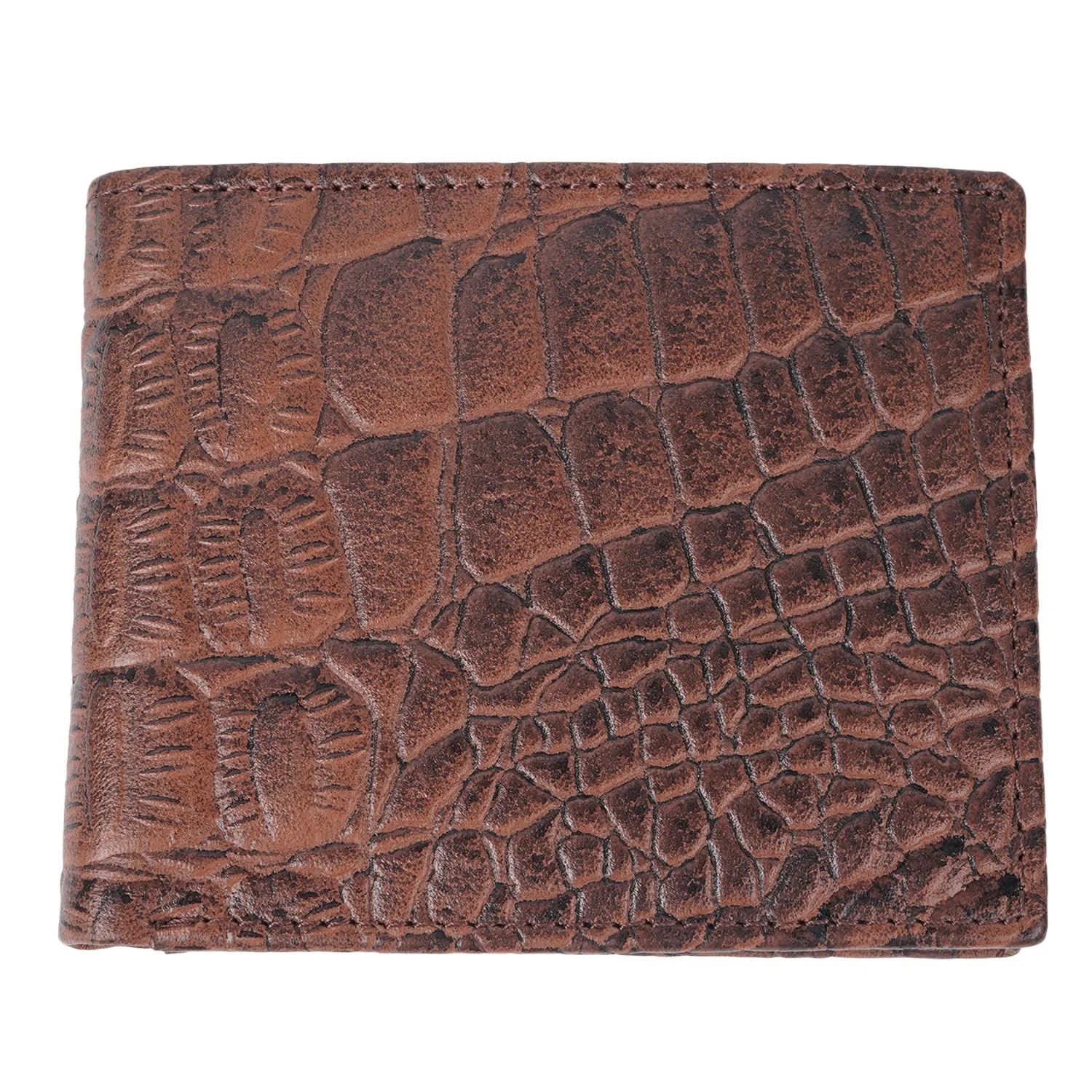 CIMONI Genuine Leather Crocodile Print Ultra Strong Stitching I 5 Credit Card Slots |1 Coin Pocket Wallet for Men