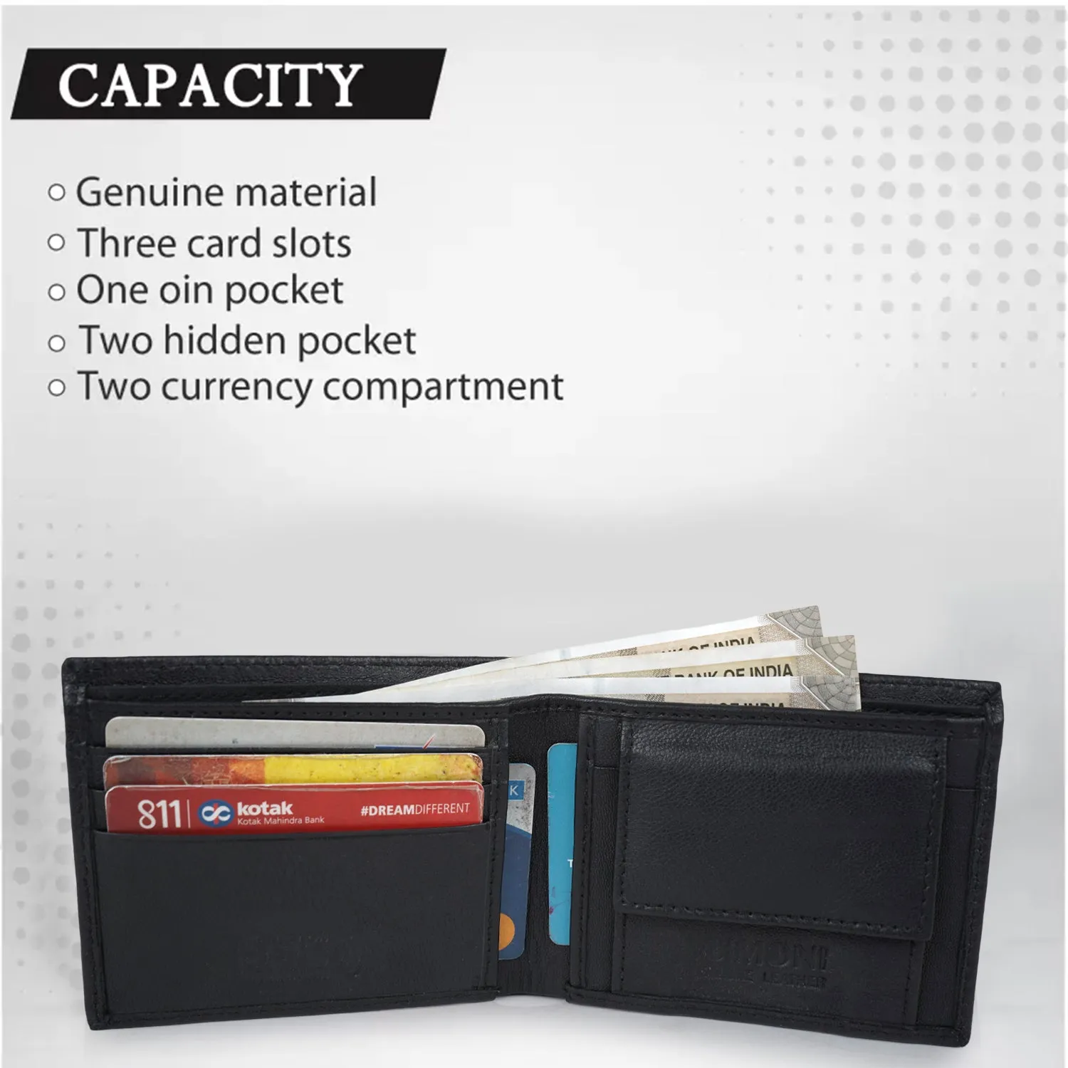 CIMONI Genuine Leather Stylish Credit/5 Debit Card Slots I 1 Currency Compartments Wallet for Men